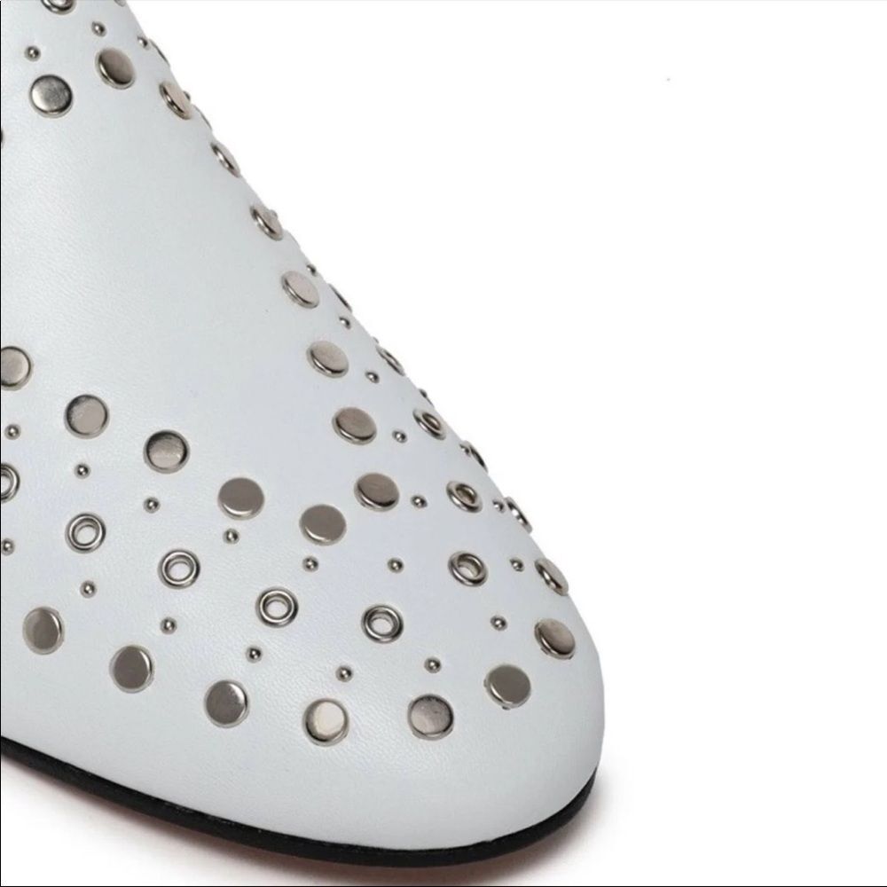 NEW Sandro Bary Studded Leather Loafers white 8 white - Picture 2 of 14